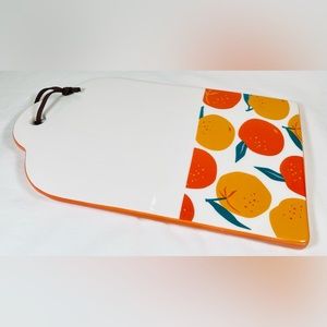 Ceramic Cheese Board w/ Oranges Orange Fruit Design 12" x 7” w/ Hanging Strap